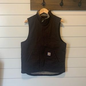 CARHARTT WASHED DUCK SHERPA-LINED MOCK-NECK VEST